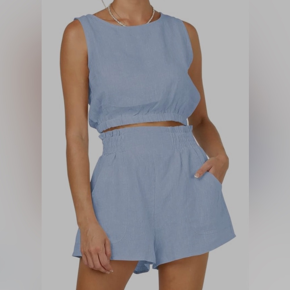 Dusty Blue Women's Shorts Set 2 pieces - large